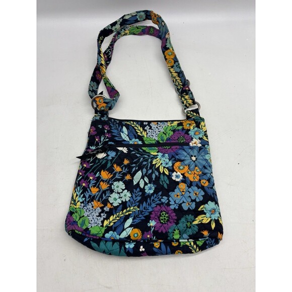 Vtg Vera Bradley Crossbody Hipster Midnight Blues Retired Floral Cotton Travel - Picture 6 of 8